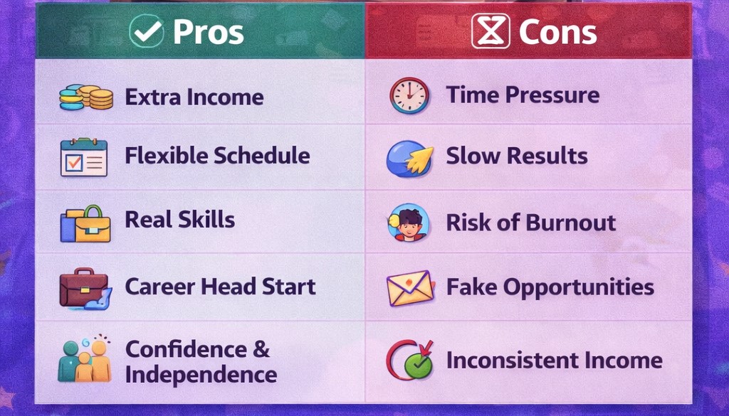 are side hustles worth it for students pros vs cons