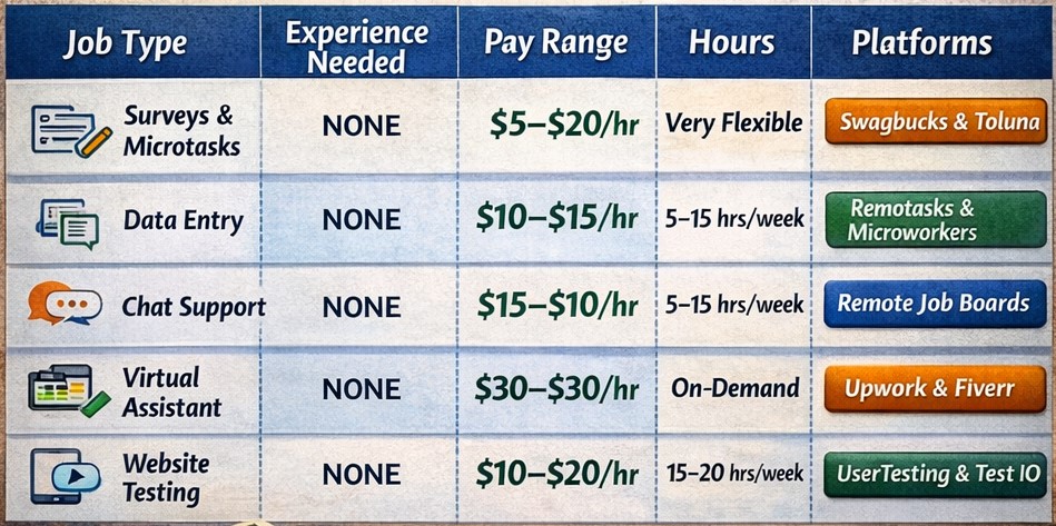  online jobs for students with no experience comparison 