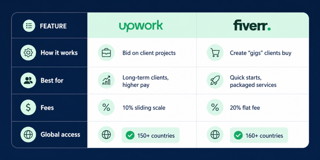 upwork vs fiverr features comparison