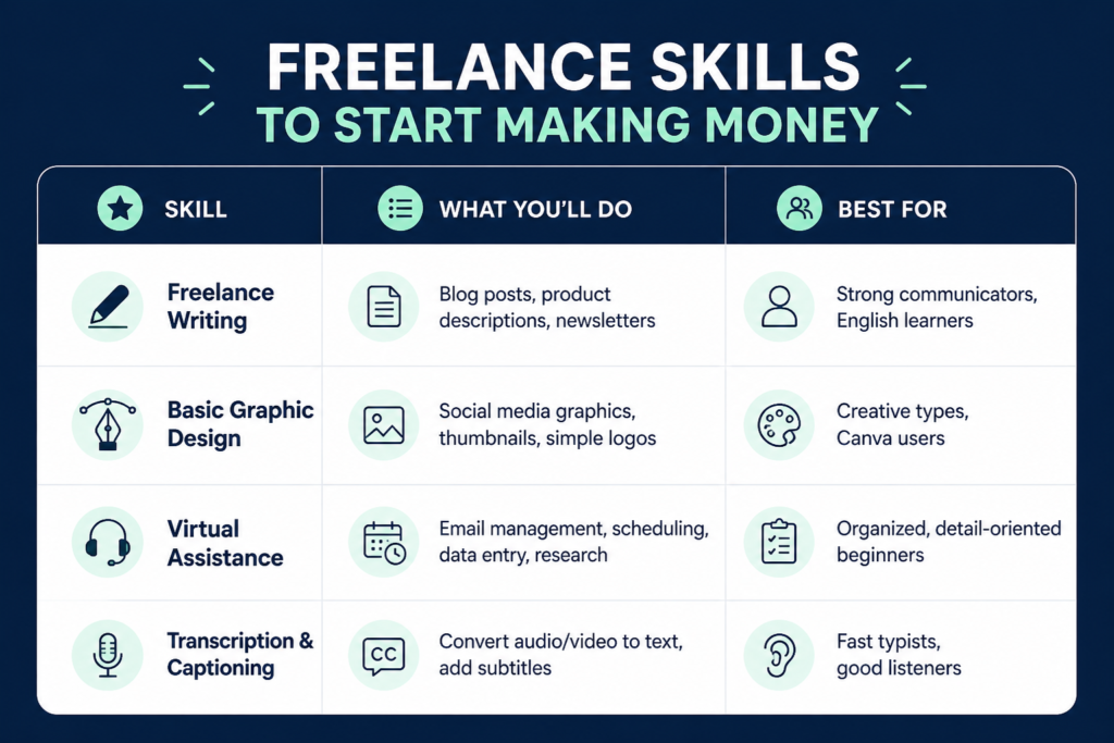 best 4 skills for freelancing beginners to learn